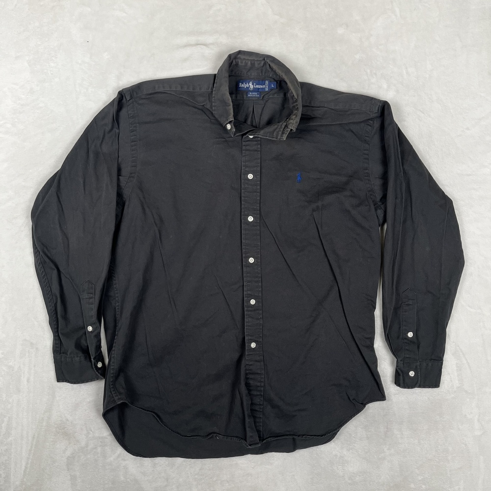 Ralph Lauren Blaire Shirt Mens Large Black Twill Long Sleeve Button Down Casual